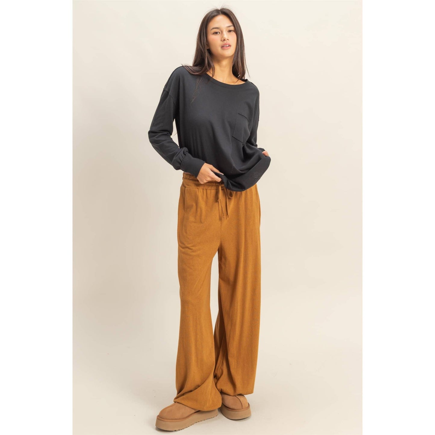 Black Long Sleeve Pocket T-Shirt