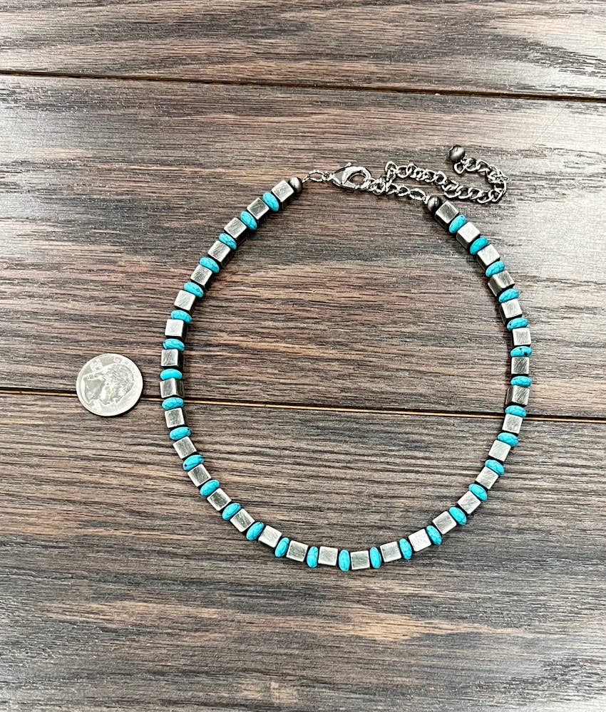 739359, Handmade Square Navajo Bead Necklace