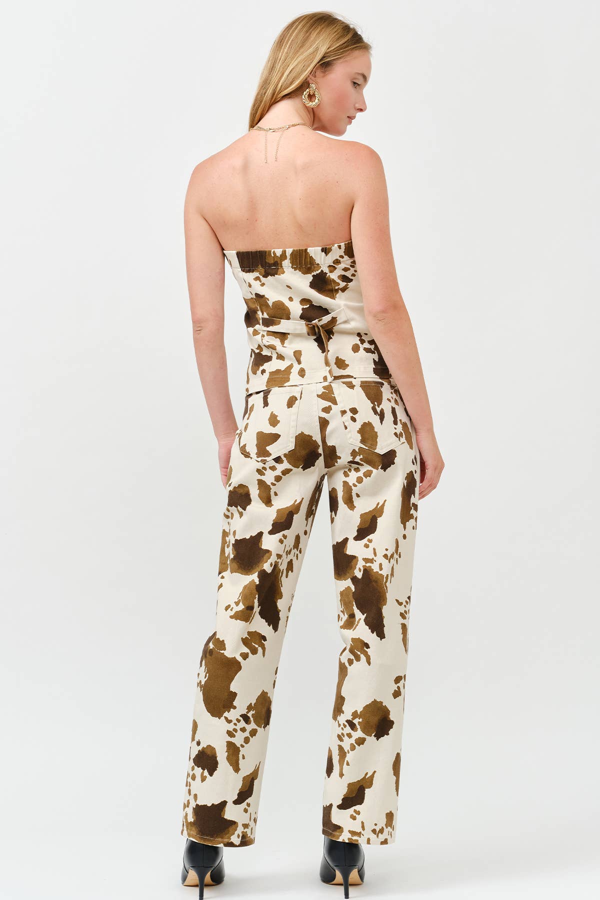 Cowhide Button Up Tube Top Vest