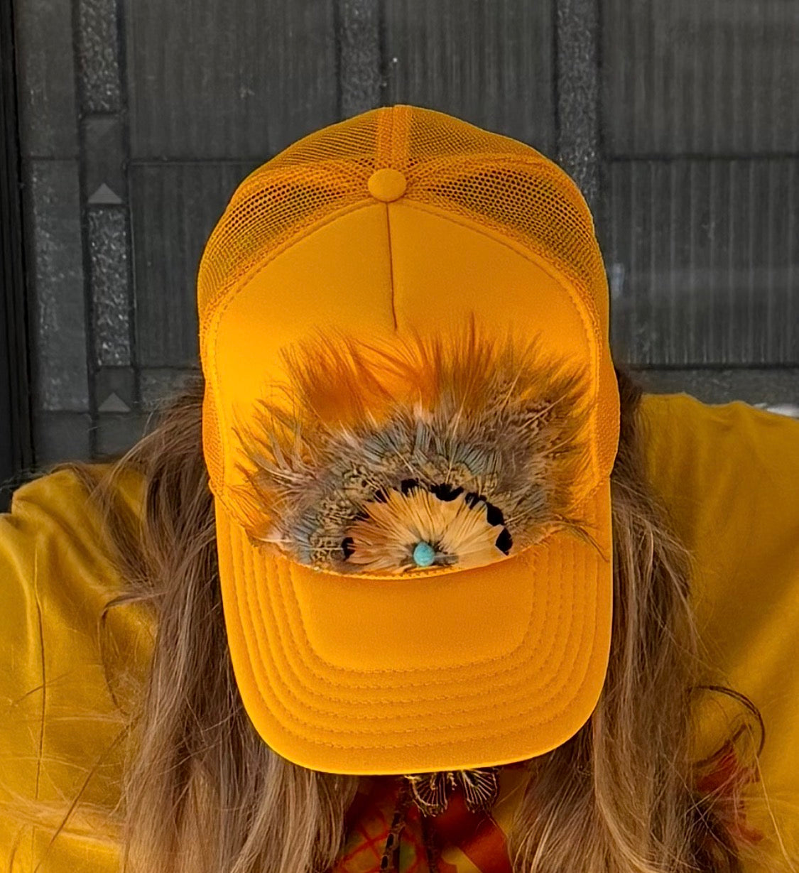 Pheasant Feather Trucker Hat - Adult