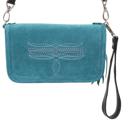 Turquoise suede clutch organizer