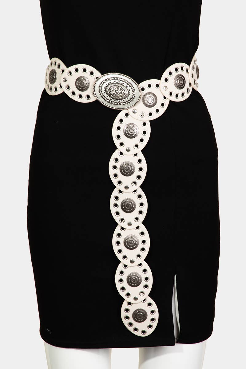 Large Ornate Western Oval Disc Belt