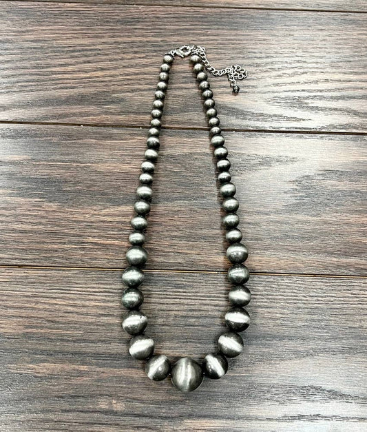 Handmade Very-Big Graduated Navajo Bead Necklace