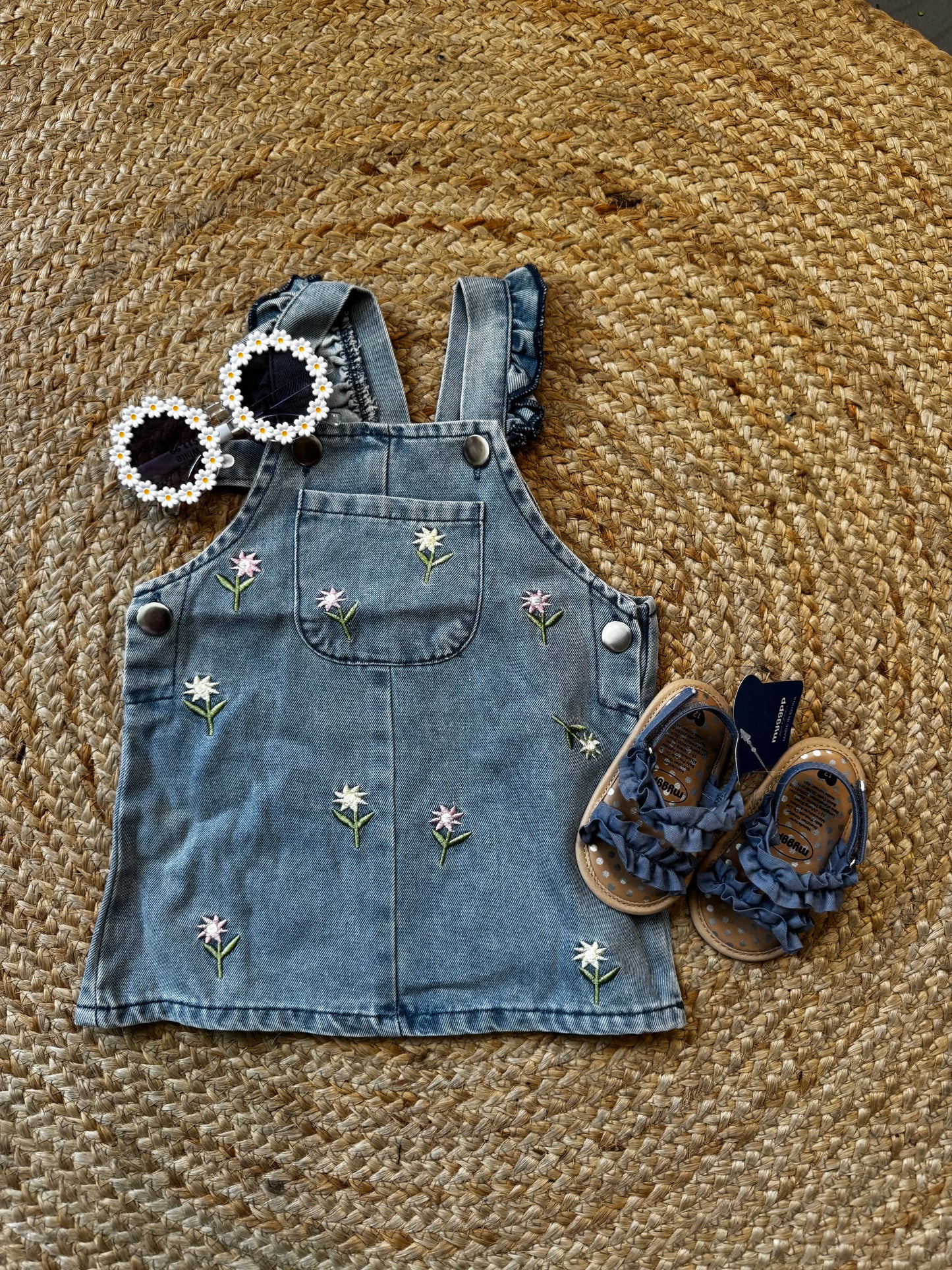 Floral Embroidered Overall Dress