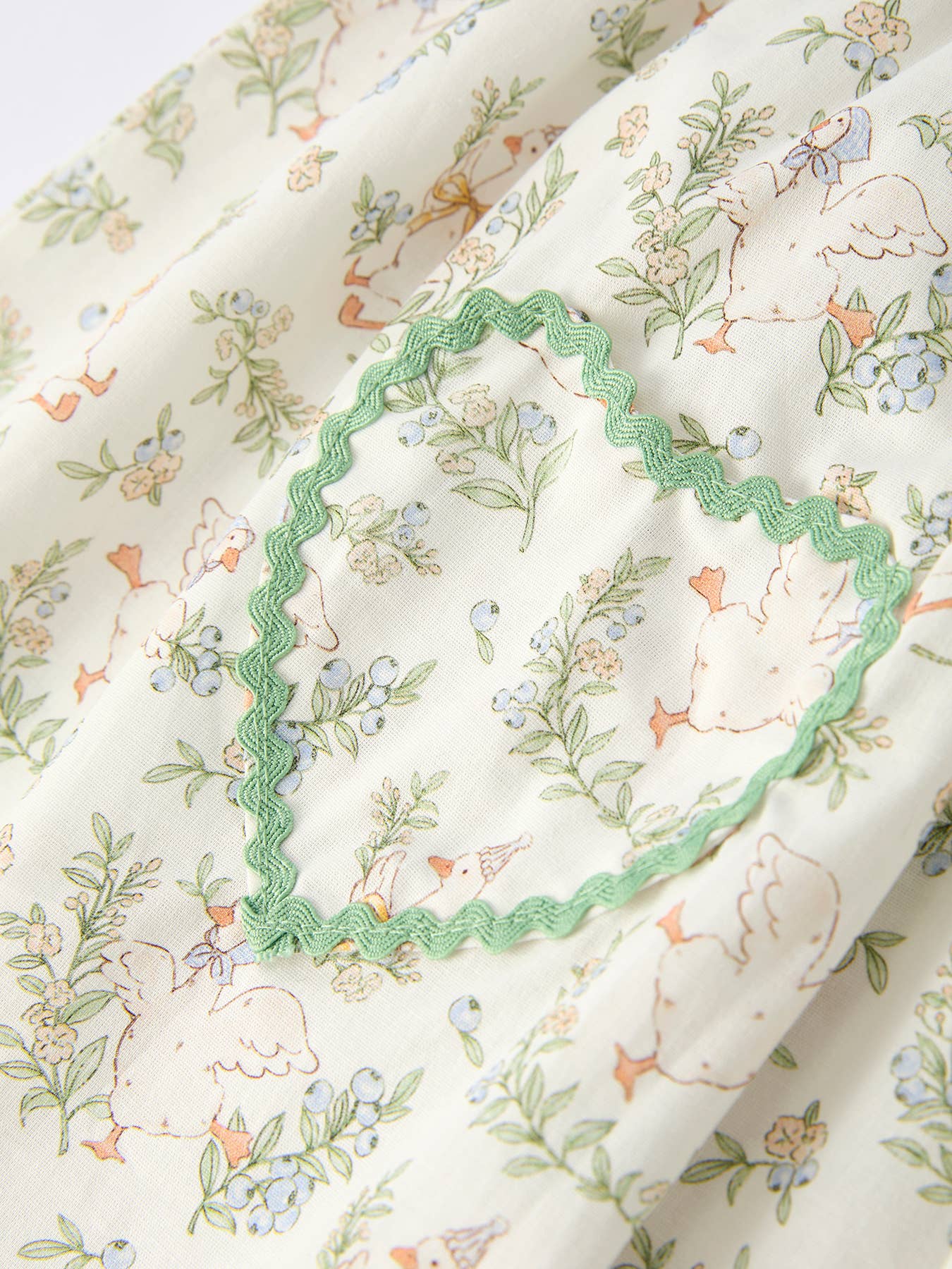 Vintage Floral Duck Embroidery Spring Dress