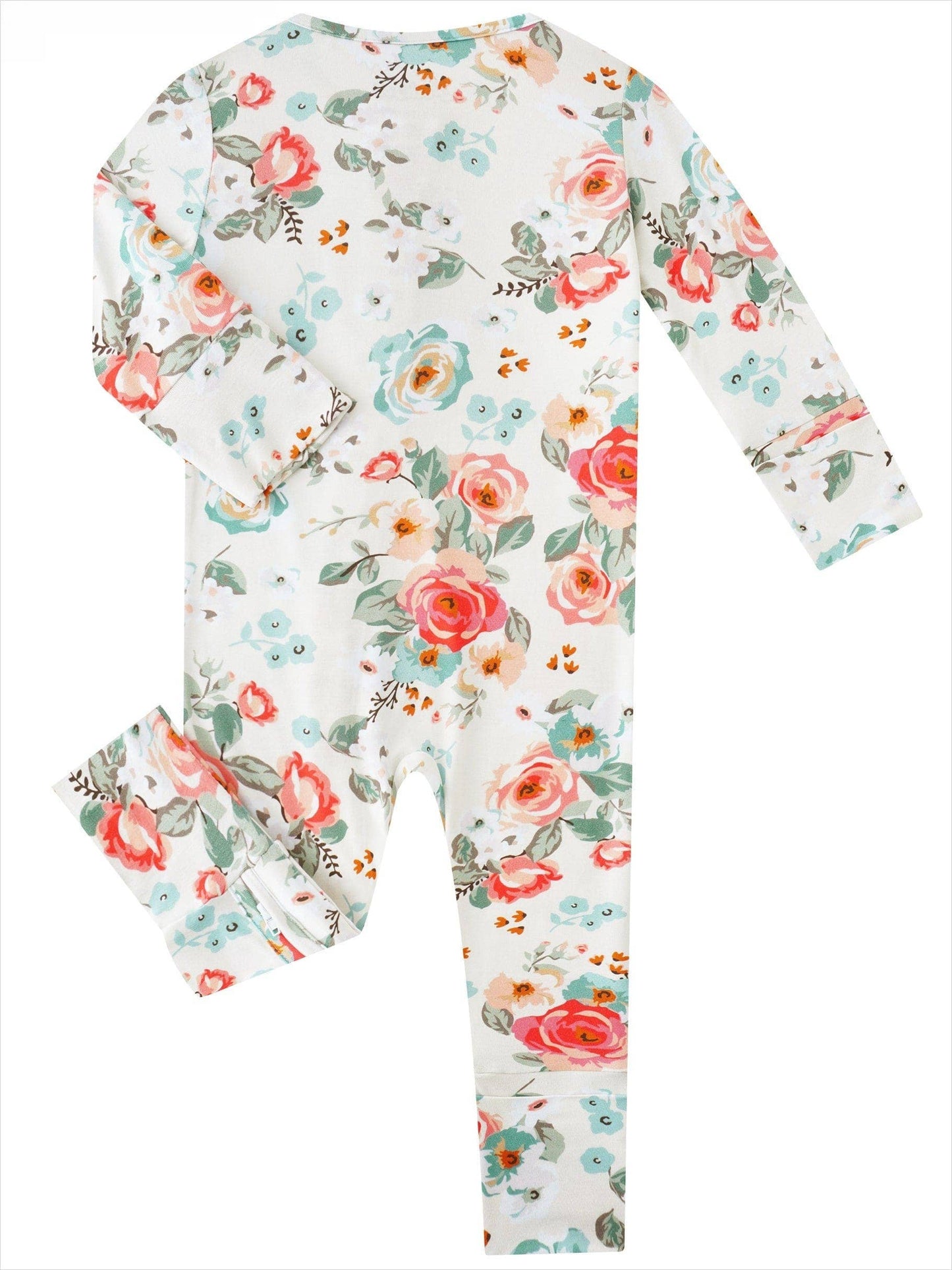 Retro Small Flowers Bamboo Baby Convertible Zippy Romper
