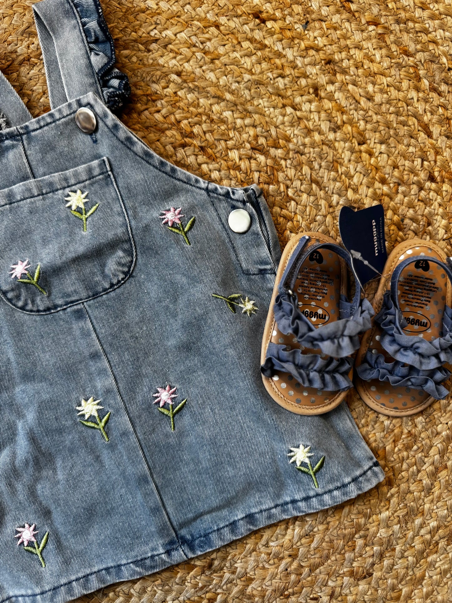 Floral Embroidered Overall Dress