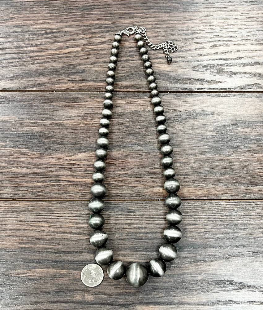Handmade Very-Big Graduated Navajo Bead Necklace