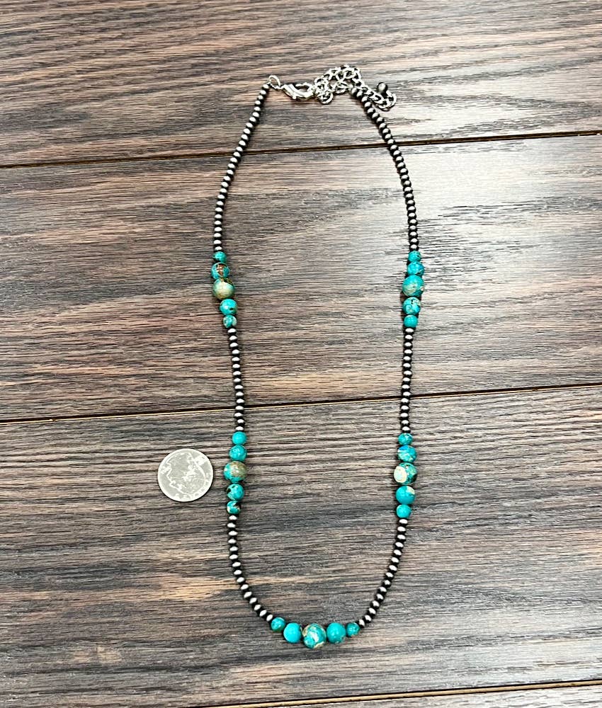 739573, Handmade 22" Clustered Navajo Gemstone Necklace