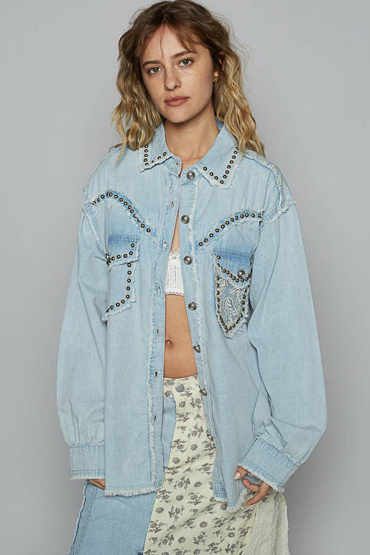 Studded button down Denim