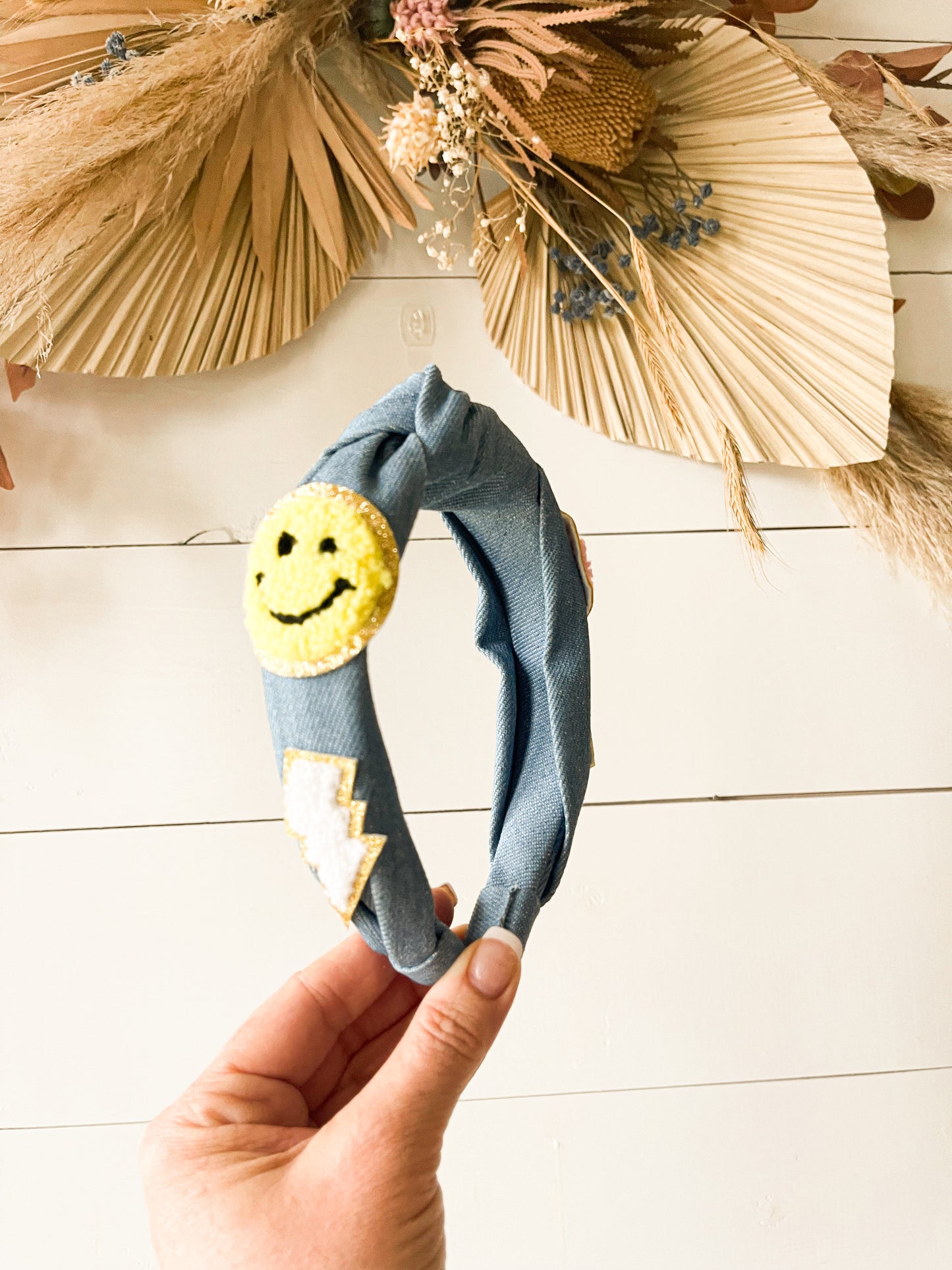 Smiley Denim Headband