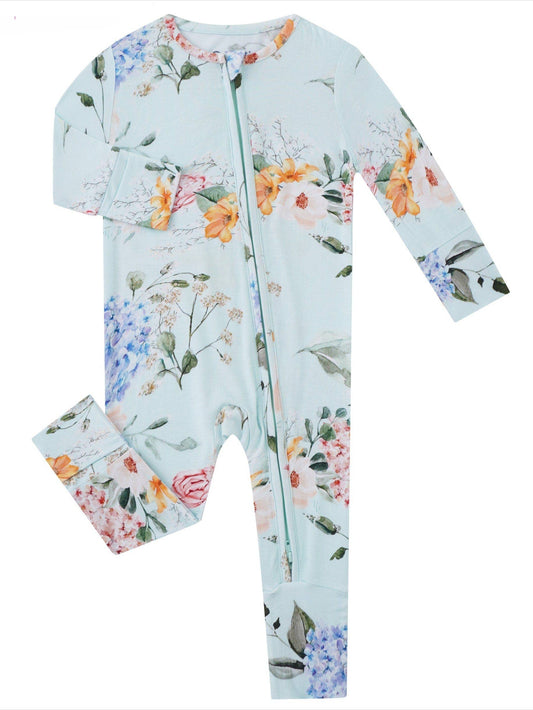 Hydrangea Bamboo Baby Convertible Zippy Romper