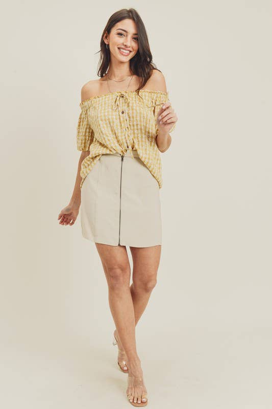 Gingham Off Shoulder Blouse