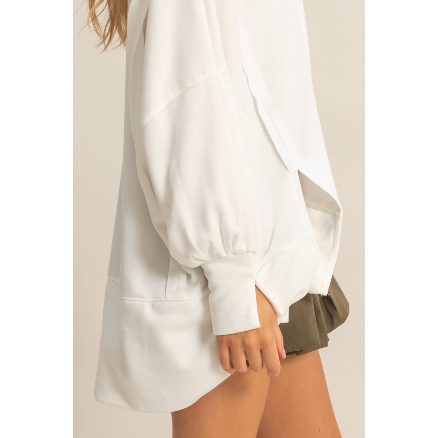 White Oversized Long- Sleeve Top