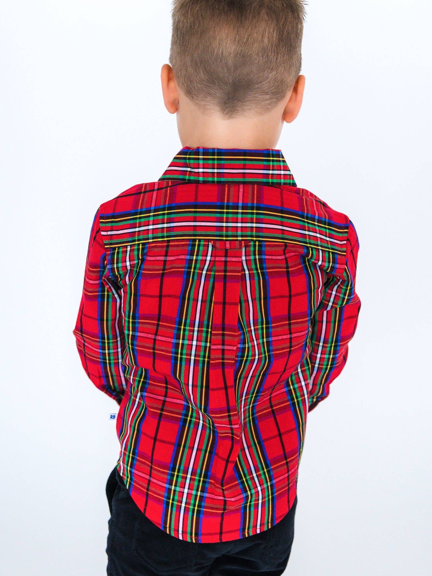 Boys Red Nicholas Plaid Long Sleeve Button Down Shirt