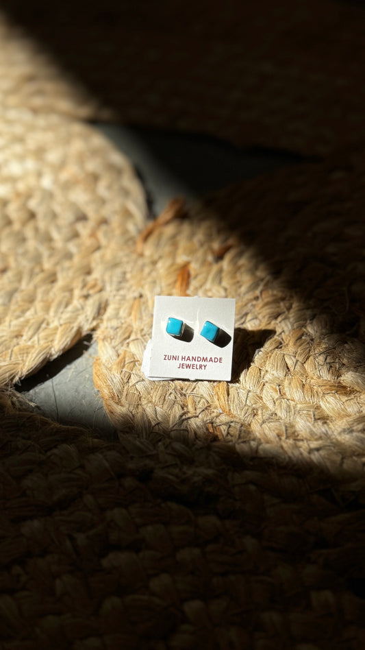handmade turquoise square stud earring