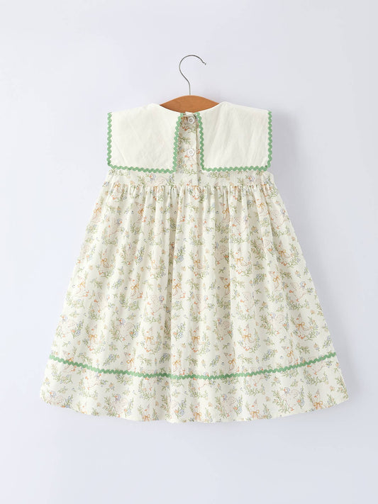Vintage Floral Duck Embroidery Spring Dress