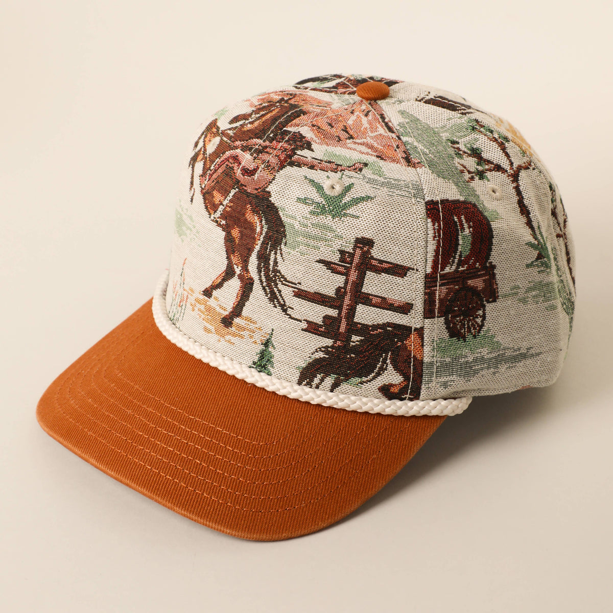Vintage Western Tapestry Rope Trucker Hat