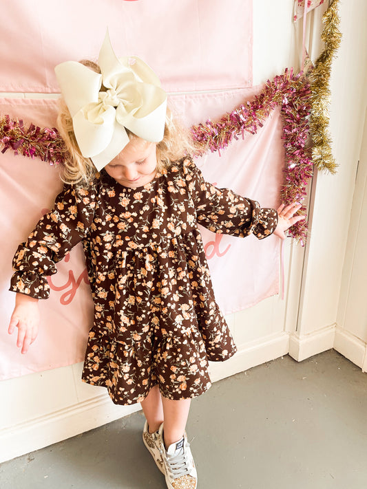 Autumn Brown Floral Dress