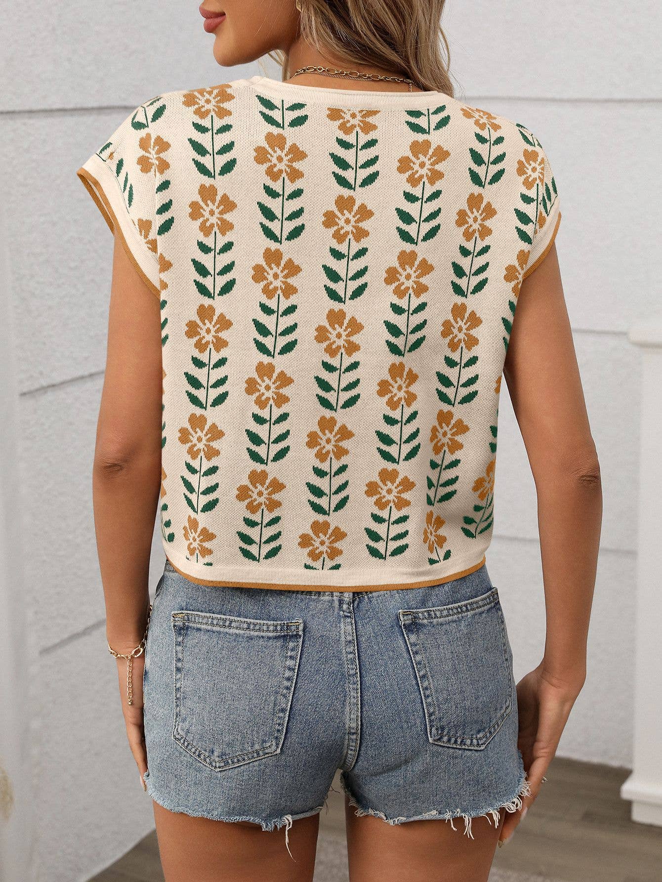 Knit Top with Floral Detail