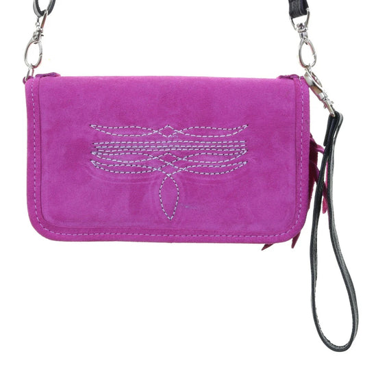 Hot pink suede clutch organizer