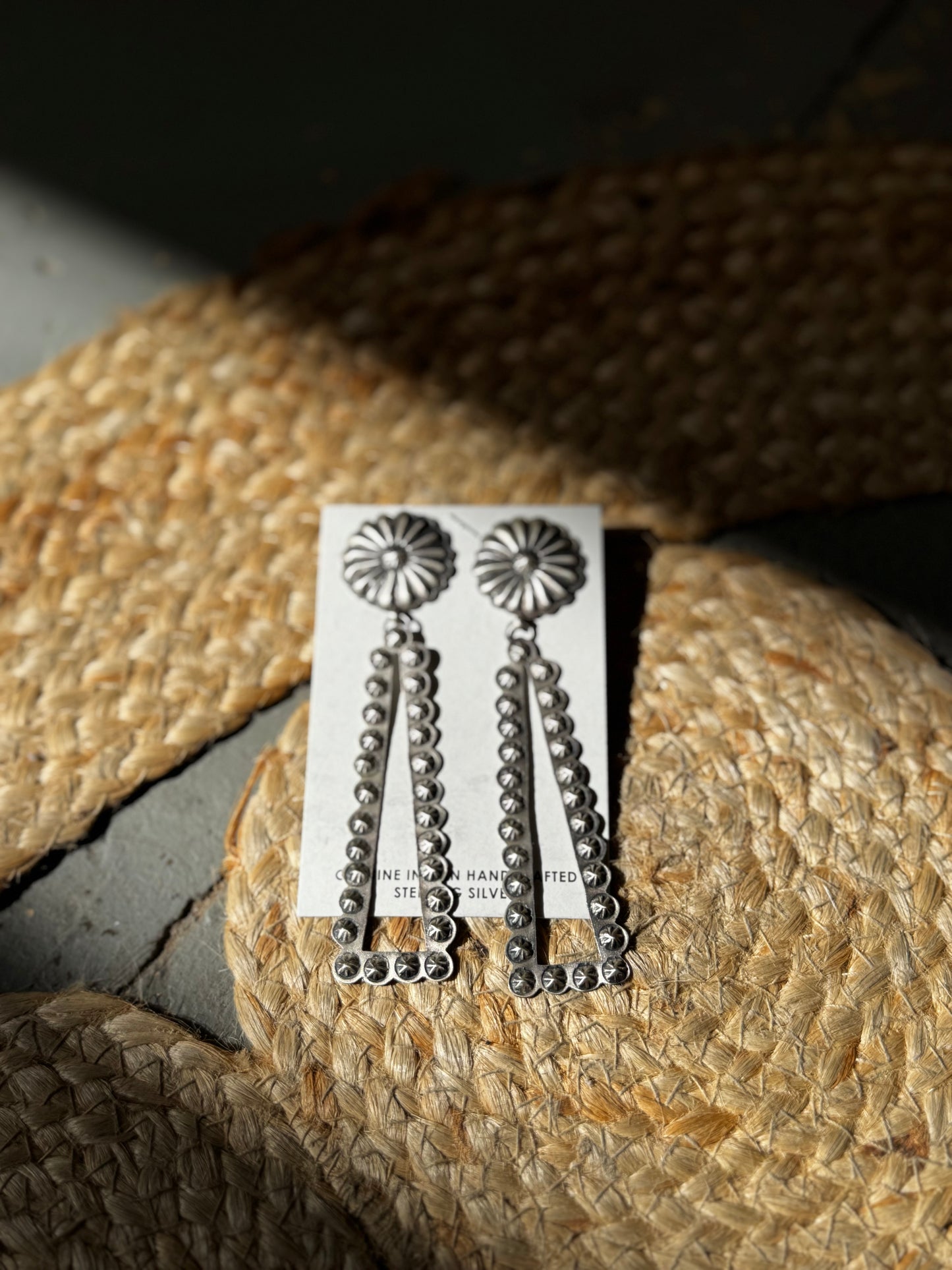 Sterling Silver Concho Drop Earrings