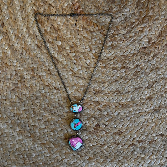 handmade cotton candy long layer necklace