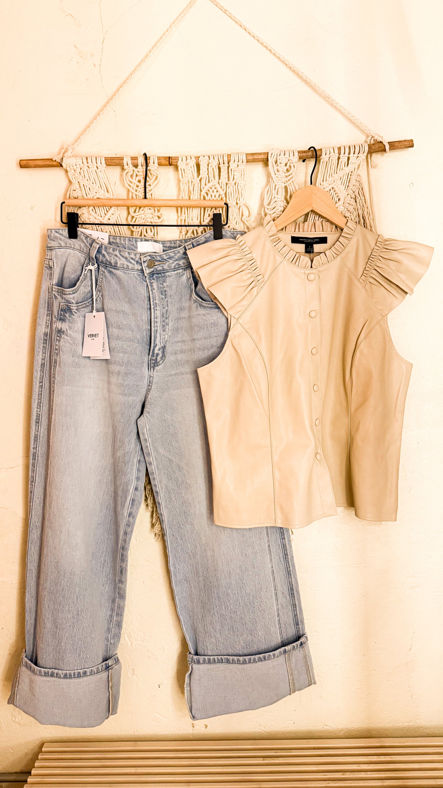 Pleather button down blouse