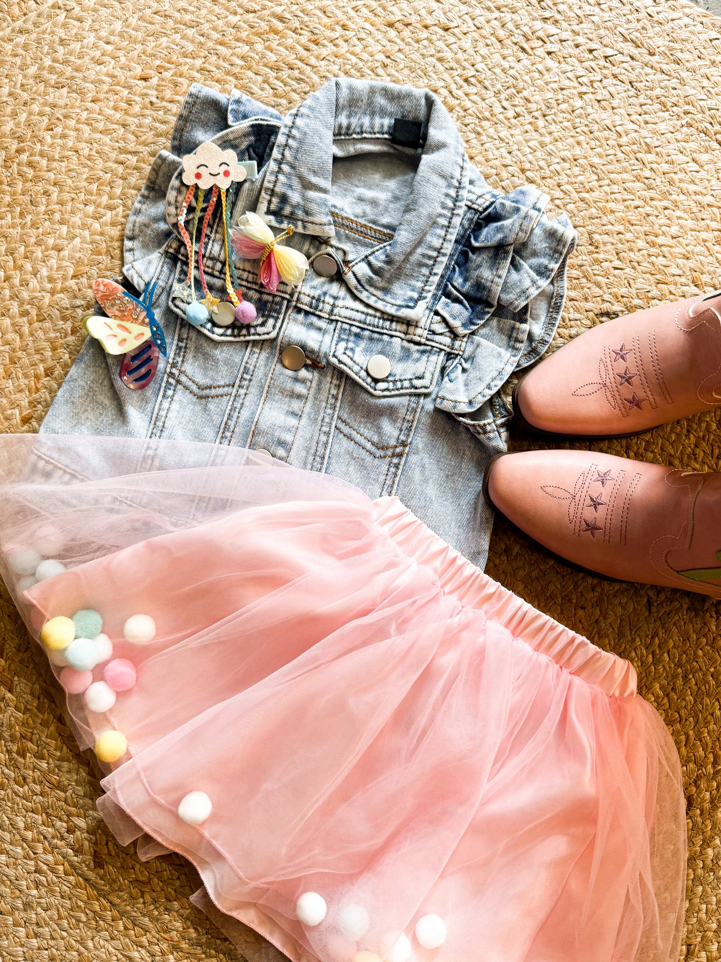 Ruffle Denim Vest