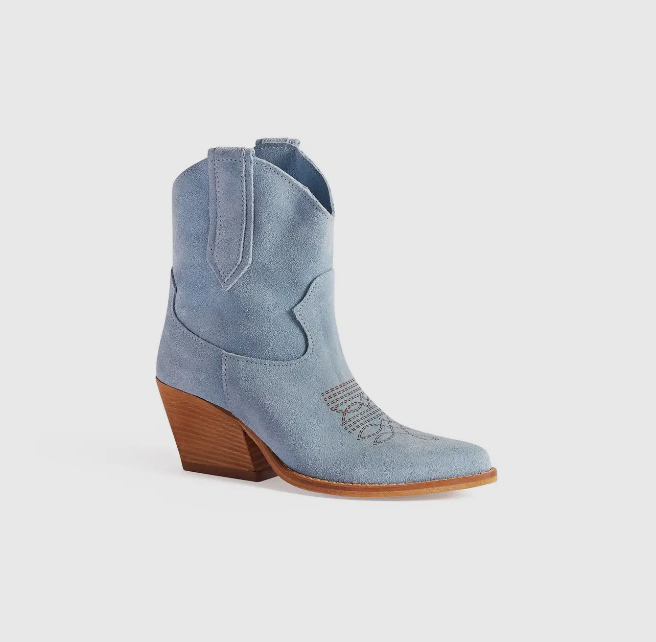 Sky Blue Suede Ankle Boots