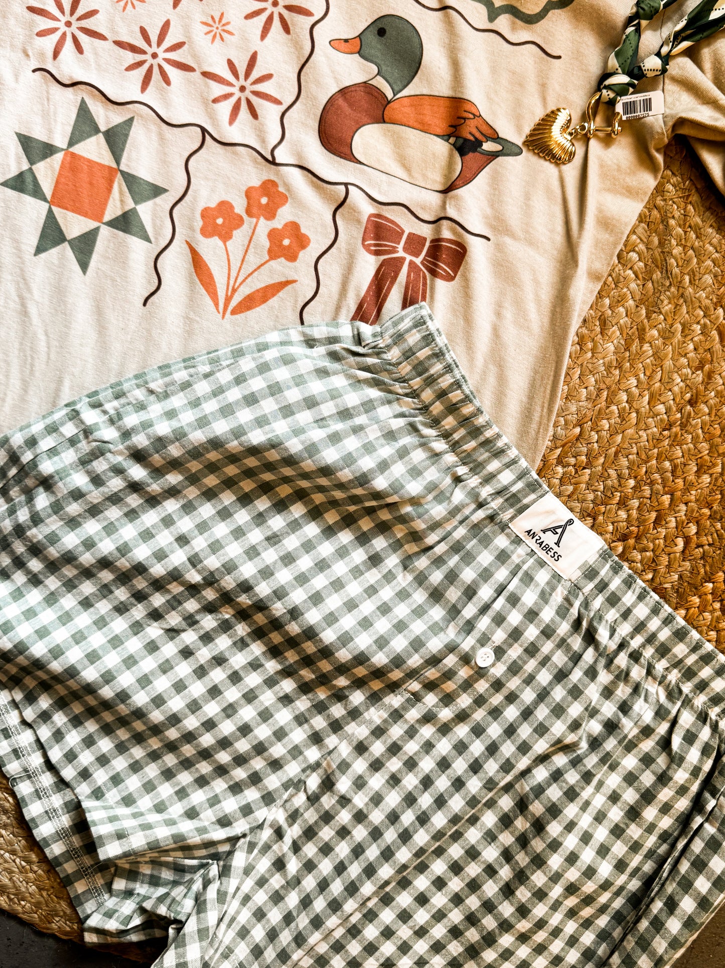 Green Gingham Boxer Shorts