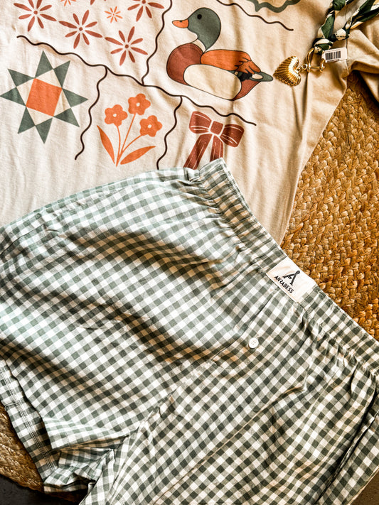 Green Gingham Boxer Shorts