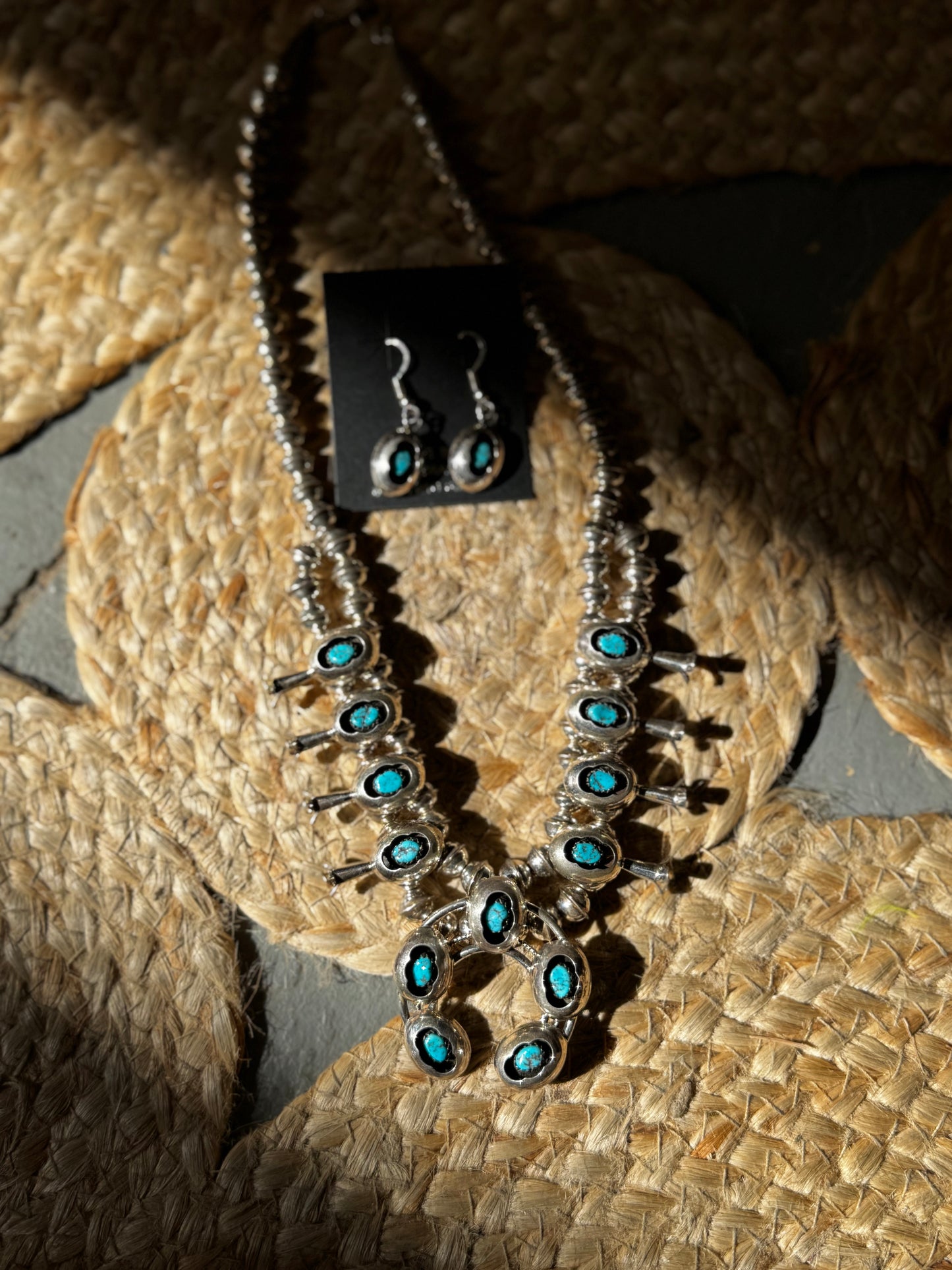 Navajo Handmade Kingman Turquoise Set