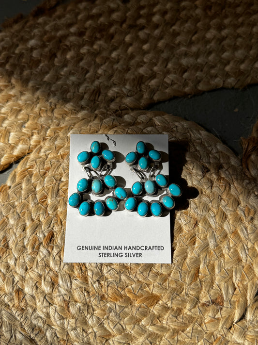 Turquoise Cluster Drop Earringss