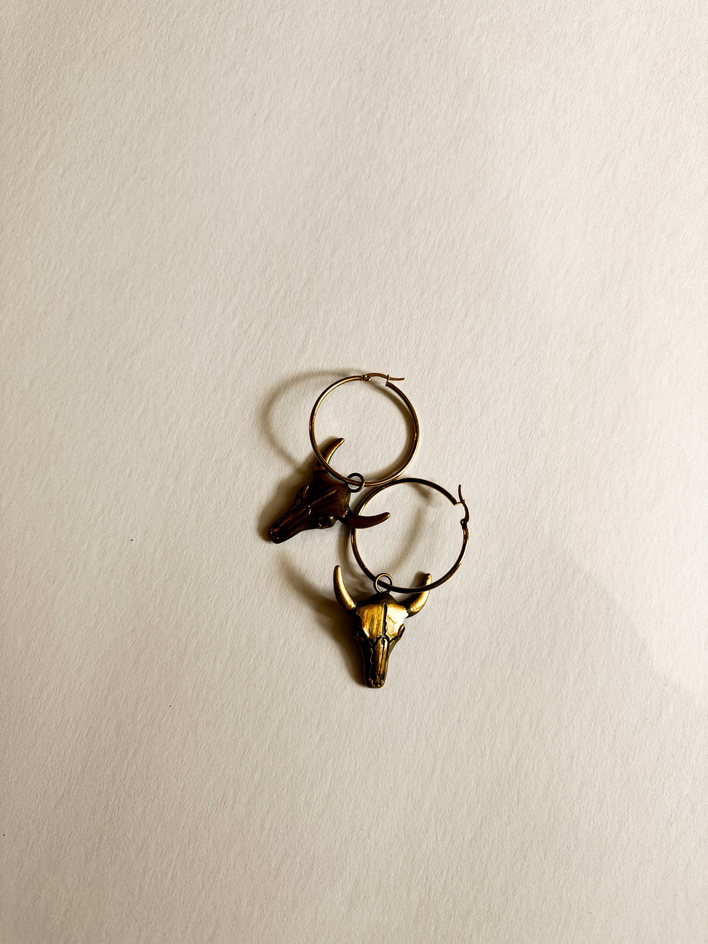 Golden Steerhead Hoop Earrings