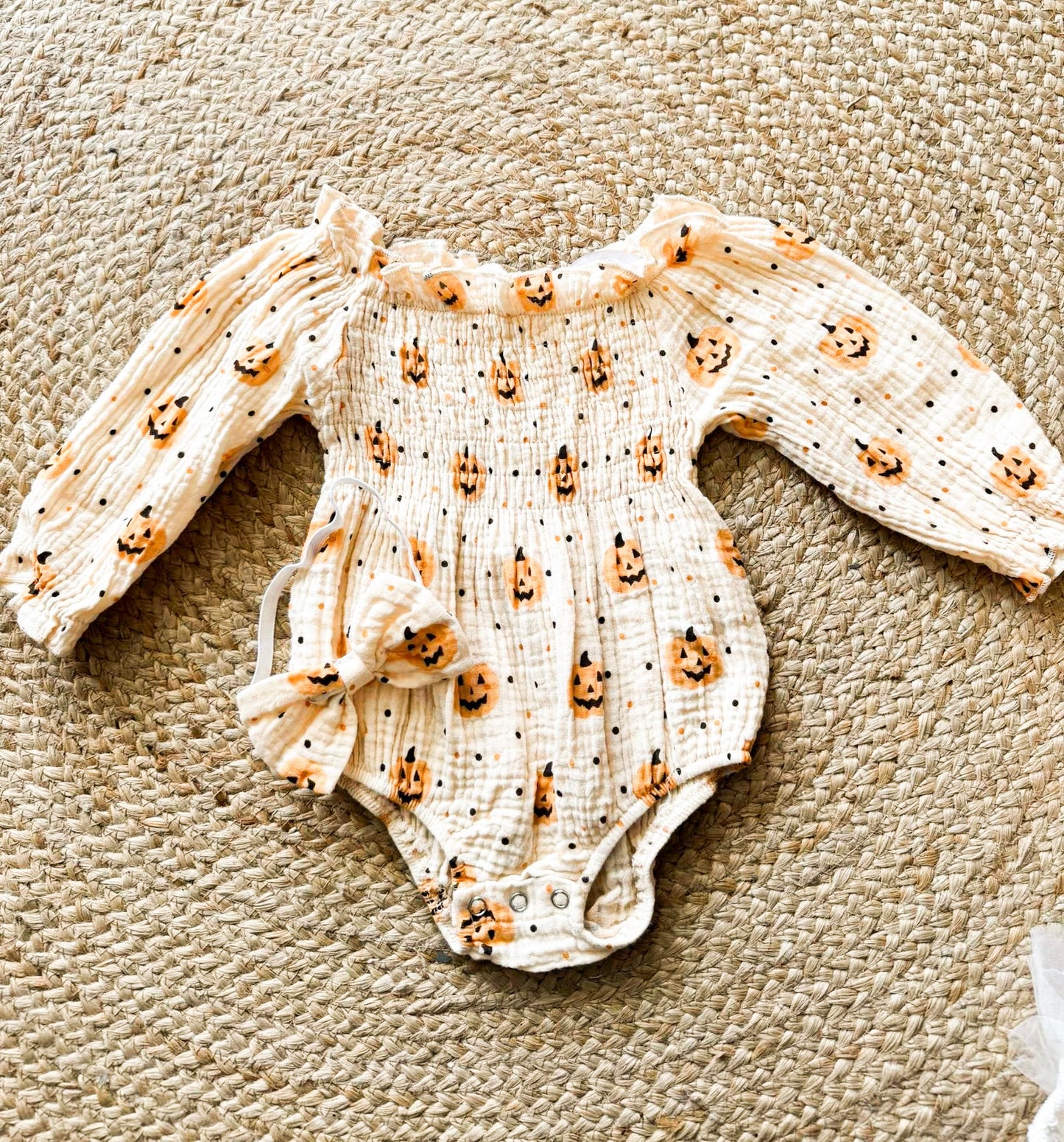 Pumpkins and Polka Dots romper
