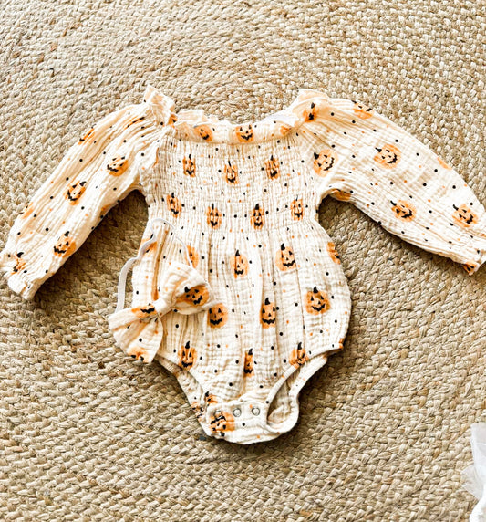Pumpkins and Polka Dots romper