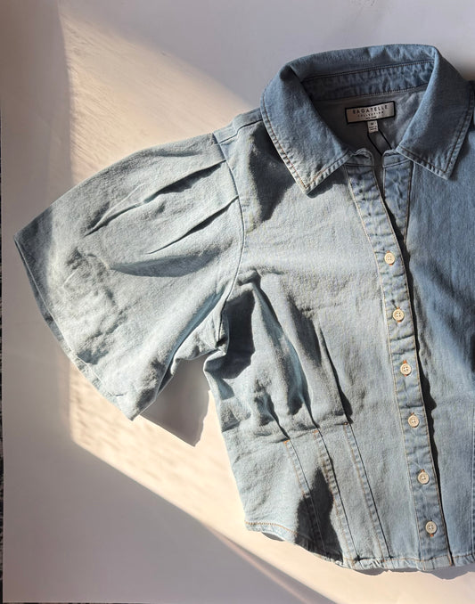 Denim Puff Sleeved Top