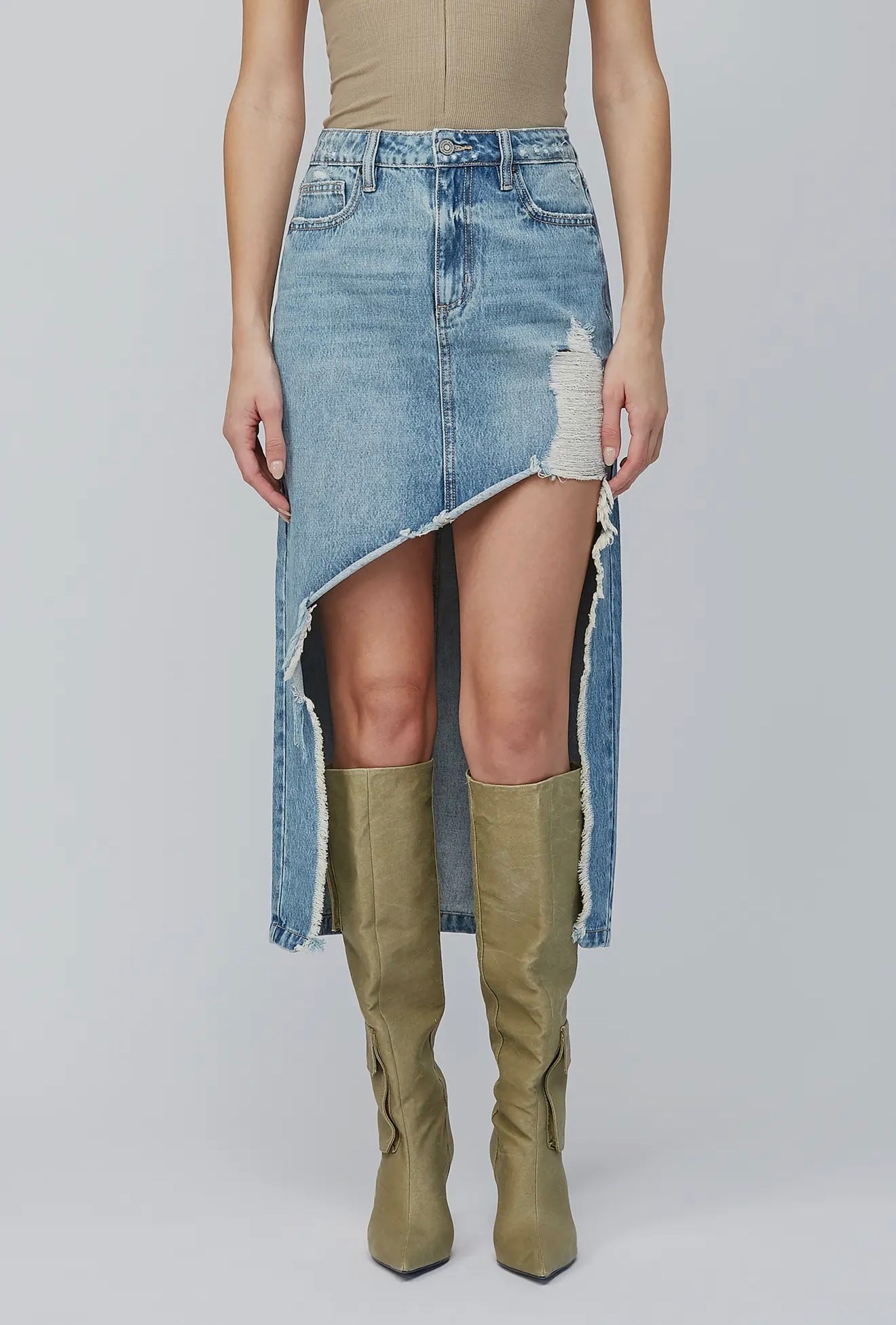 The Peyton Distressed Maxi Skirt