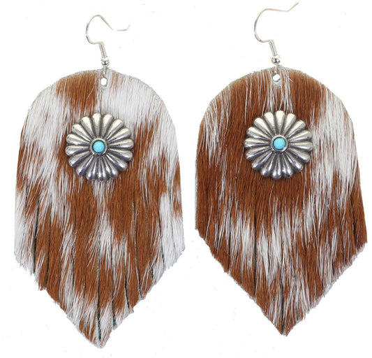 Vestige Cowhide Concho Earrings