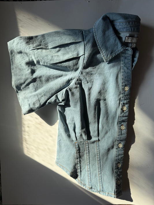 Denim Puff Sleeved Top
