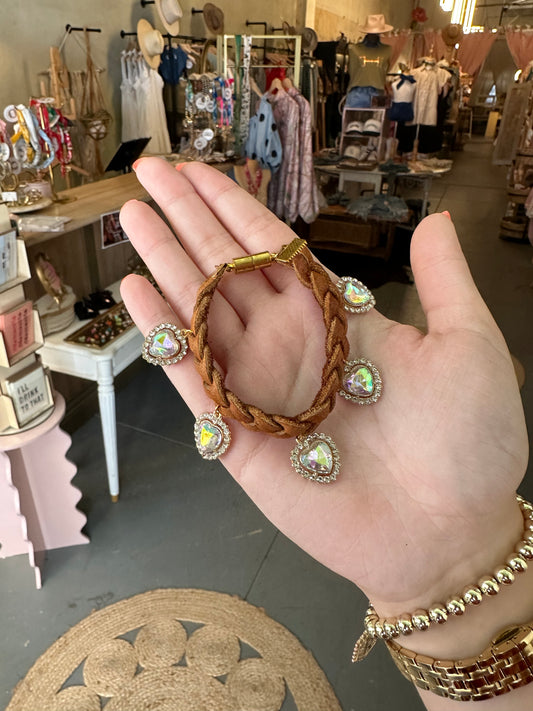 Leather Braided Heart Bracelet
