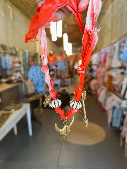 Cow Head Red Bandana Necklace