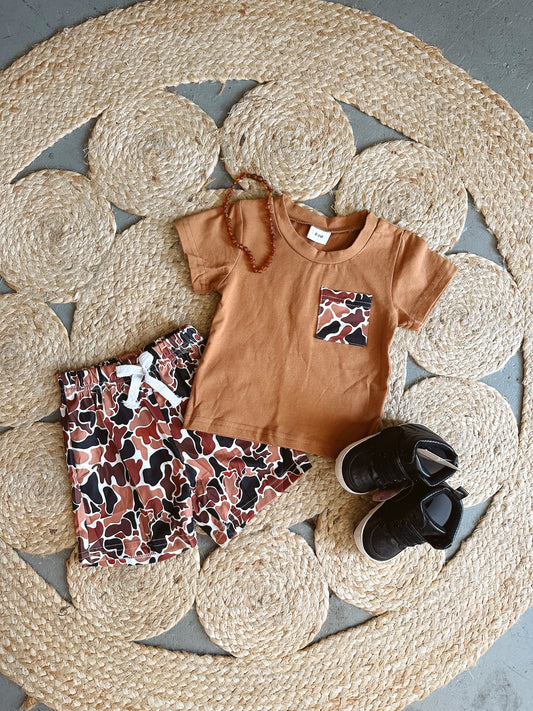 Camel Camo Shorts Set