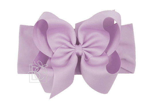 WIDE PANTYHOSE HEADBAND W/CLASSIC GROSGRAIN BOW: 3+ Months / 5.5" Huge / FRESCO