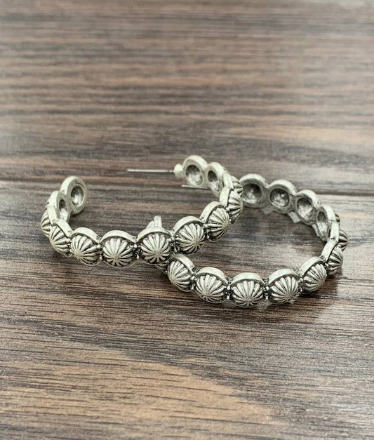 722080, Concho Hoop Stud Earrings