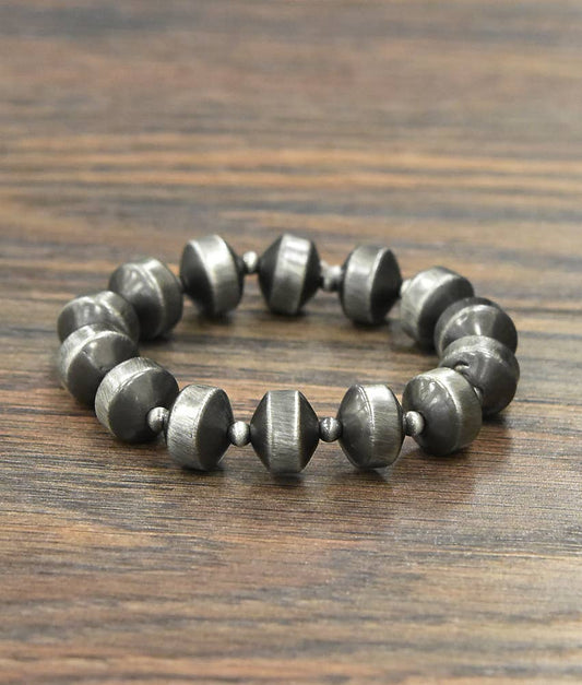Handmade Rondelle Navajo Bead Stretch Bracelet