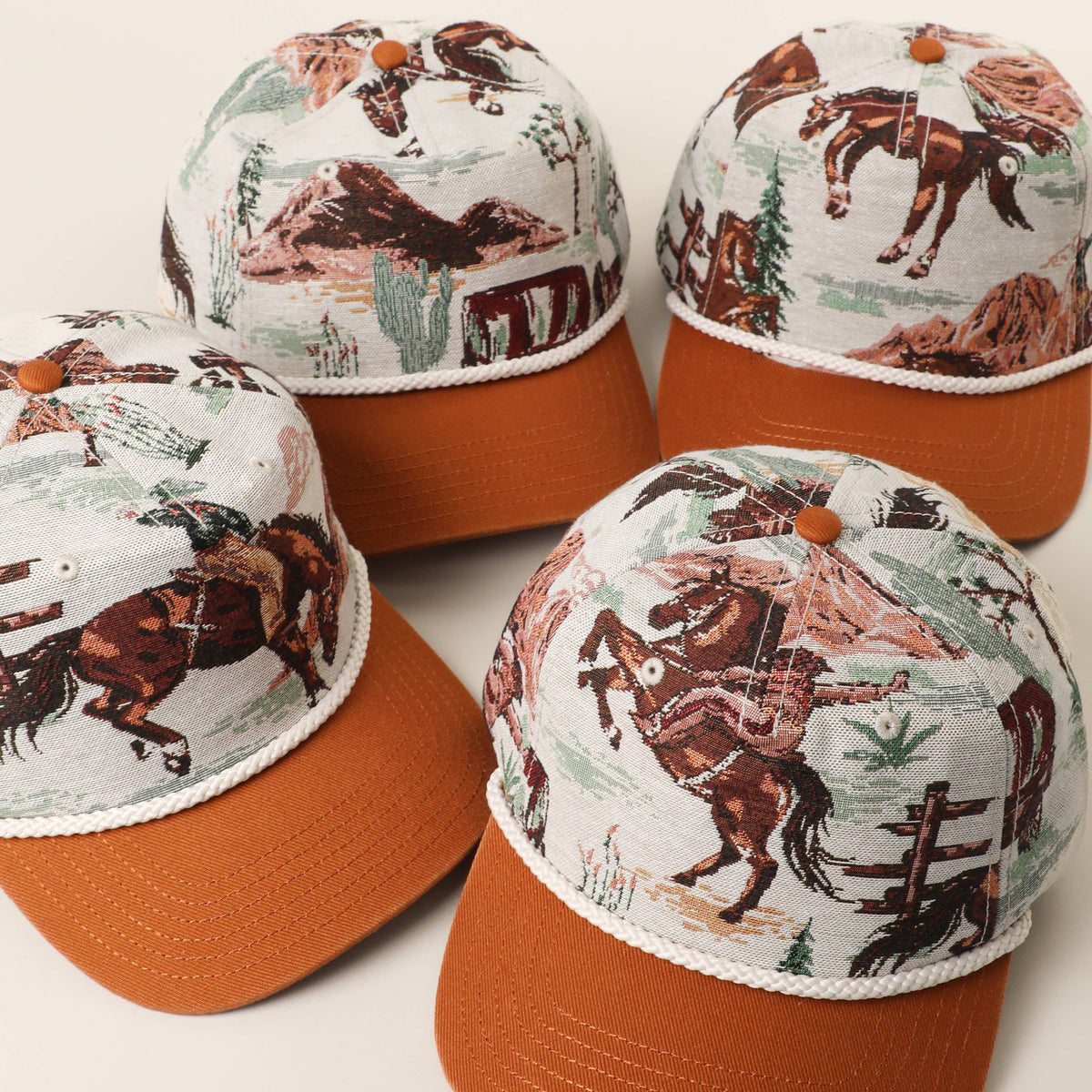 Vintage Western Tapestry Rope Trucker Hat