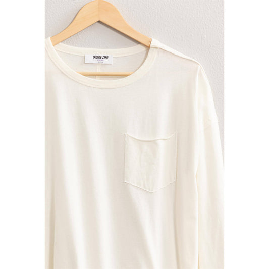 CREME LONG SLEEVE POCKET TEE