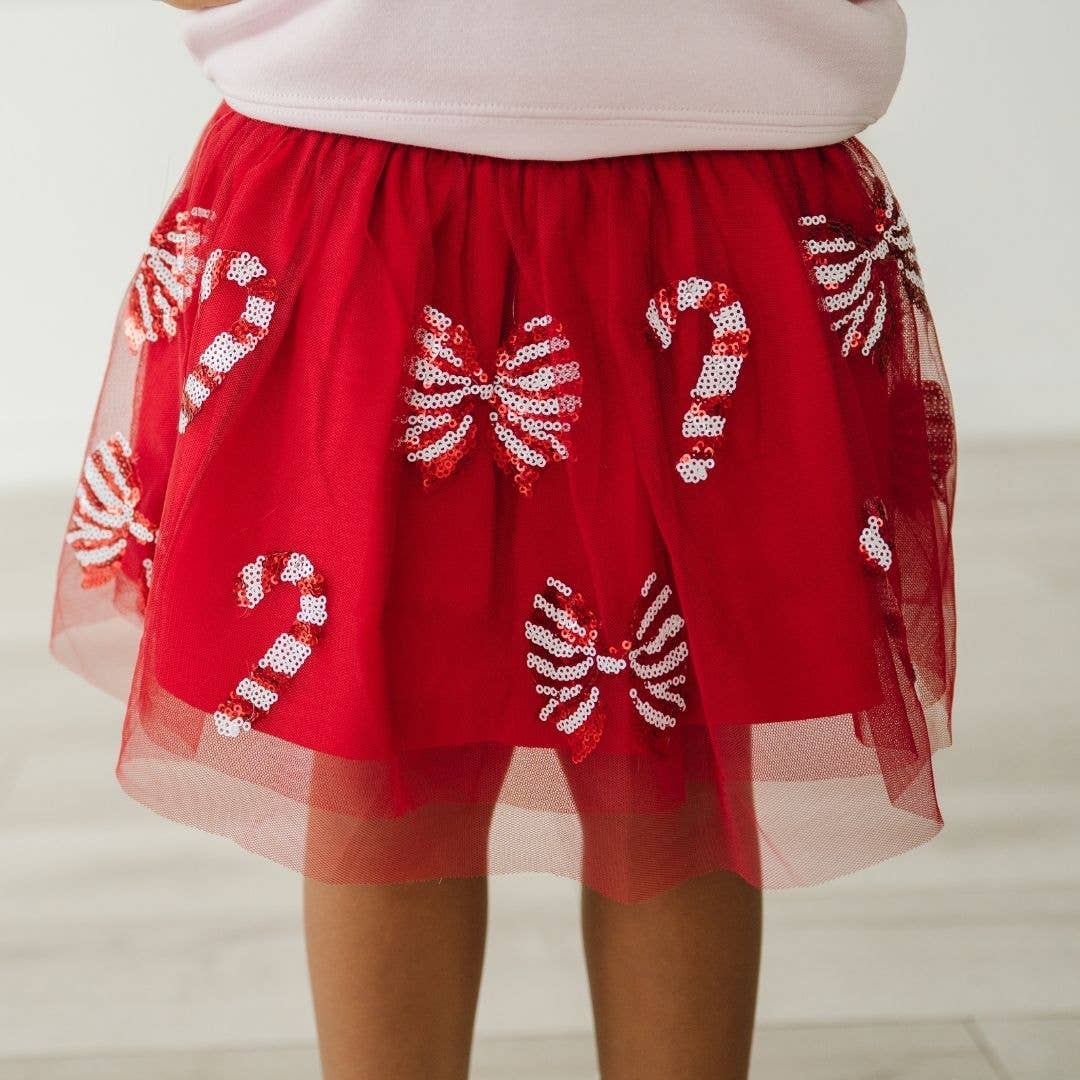 Candy Cane Coquette Sequin Christmas Tutu - Kids Clothing